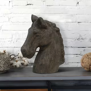 PRIVATE BRAND UNBRANDED Larkspur Native Horse Black, Silver Carved Wood Sculpture AI51113HDDS - T... | The Home Depot