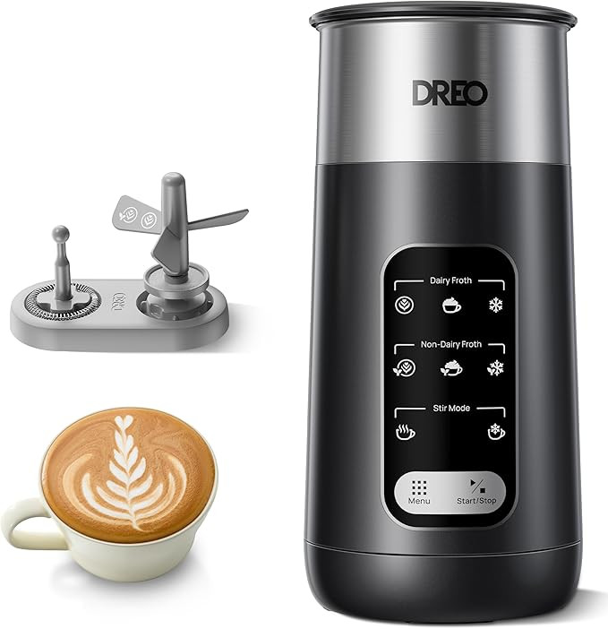 Dreo Milk Frother, 8-in-1 Electric Frother for Latte Art Coffee, 9oz/270ml Warm and Cold Foam Aut... | Amazon (US)