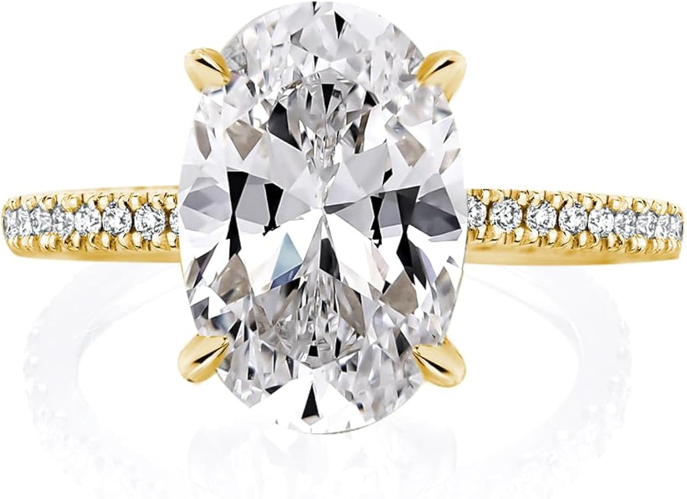 3.5ct Elongated Oval Cut Engagement Ring,No Tarnish Yellow Gold Plated 925 Sterling Silver Simula... | Amazon (US)