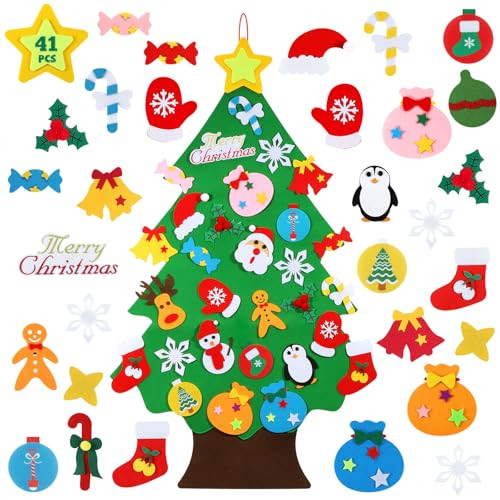 TOBEHIGHER DIY Felt Christmas Tree - 3.6 FT Felt Christmas Tree for Kids with 41 Pieces of Ornament Decor, DIY Xmas Gifts for Kids, Wall Hanging Christmas Tree Decorations | Amazon (US)