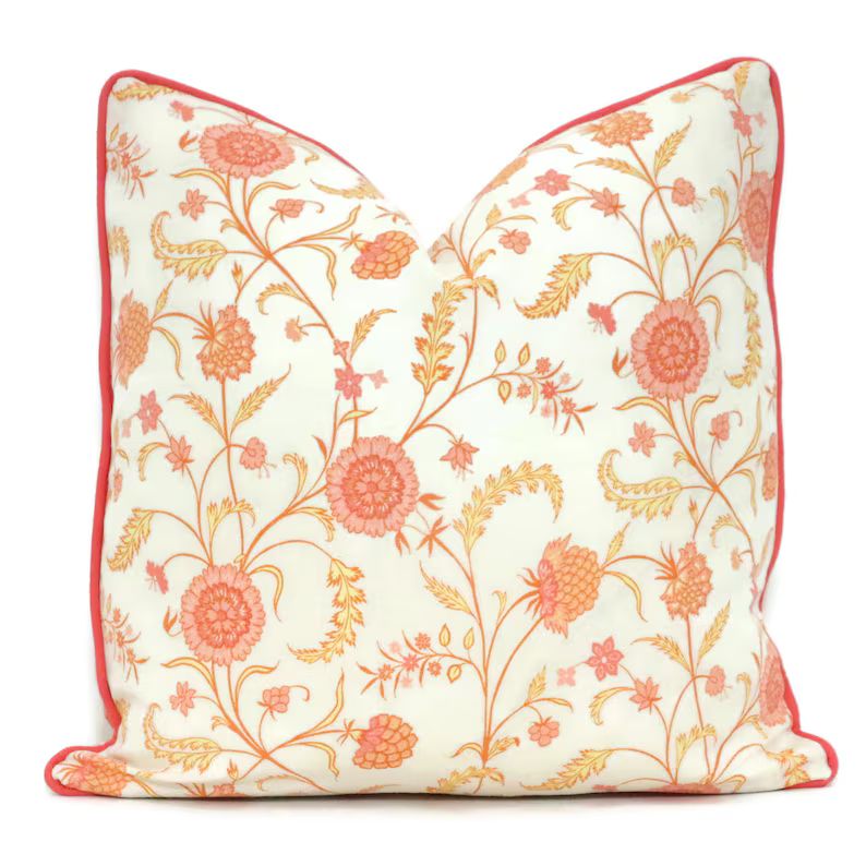 Sister Parish Melon Titania Floral Decorative Pillow Cover 18x18, 20x20, 22x22, Eurosham or Lumba... | Etsy (US)