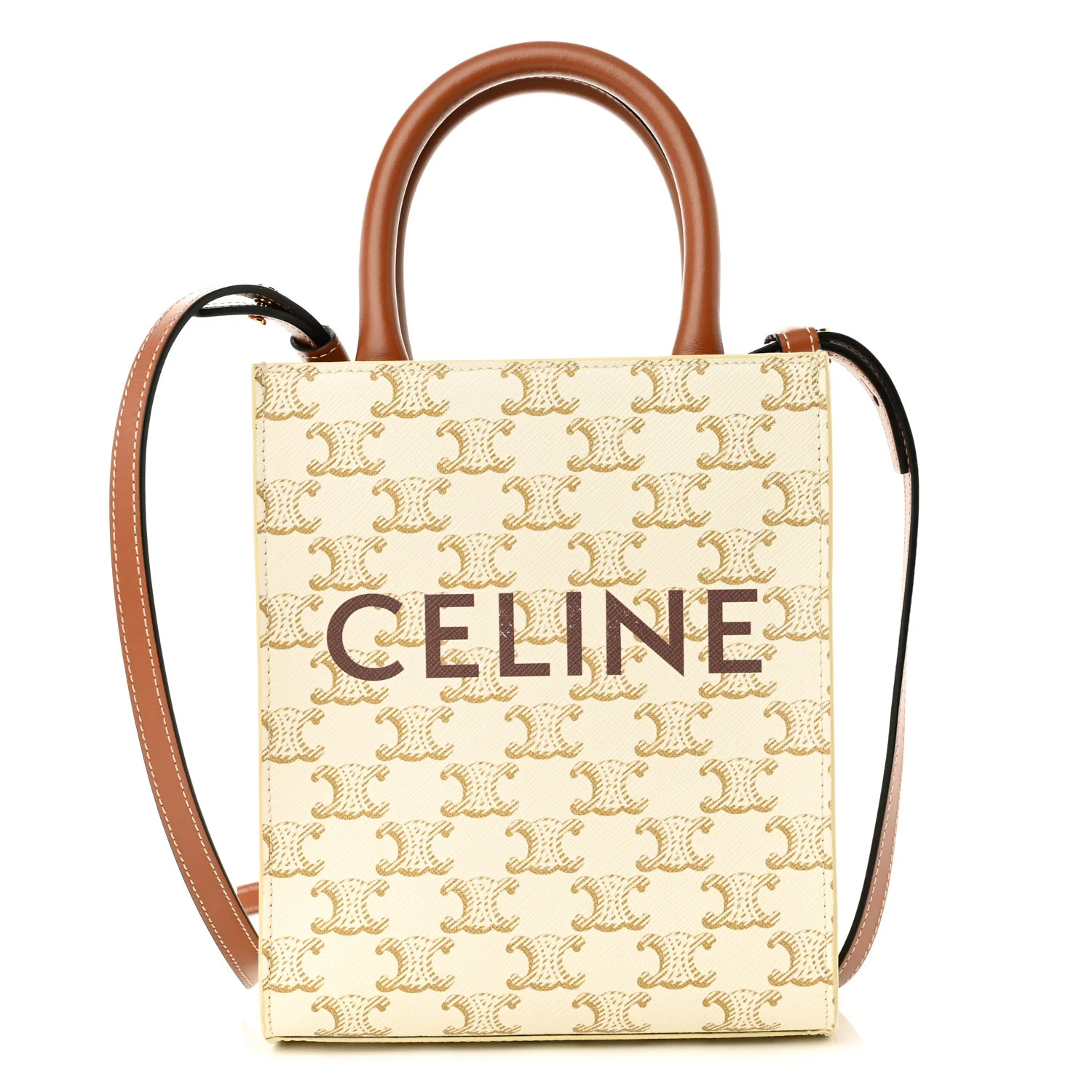 Triomphe Canvas Calfskin Mini Vertical Cabas White | FASHIONPHILE (US)