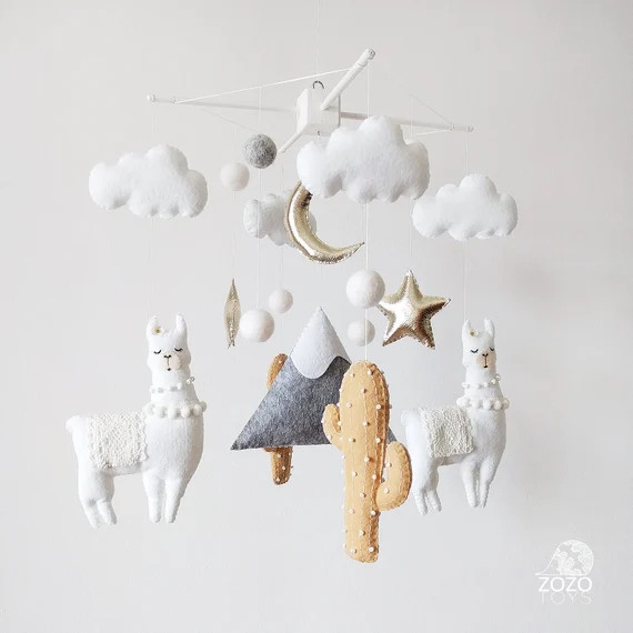 Baby Mobile - Llama Cactus Nursery Mobile -  Llama Mobile -  Cactus Baby Crib Mobile -  Mountain ... | Etsy (US)
