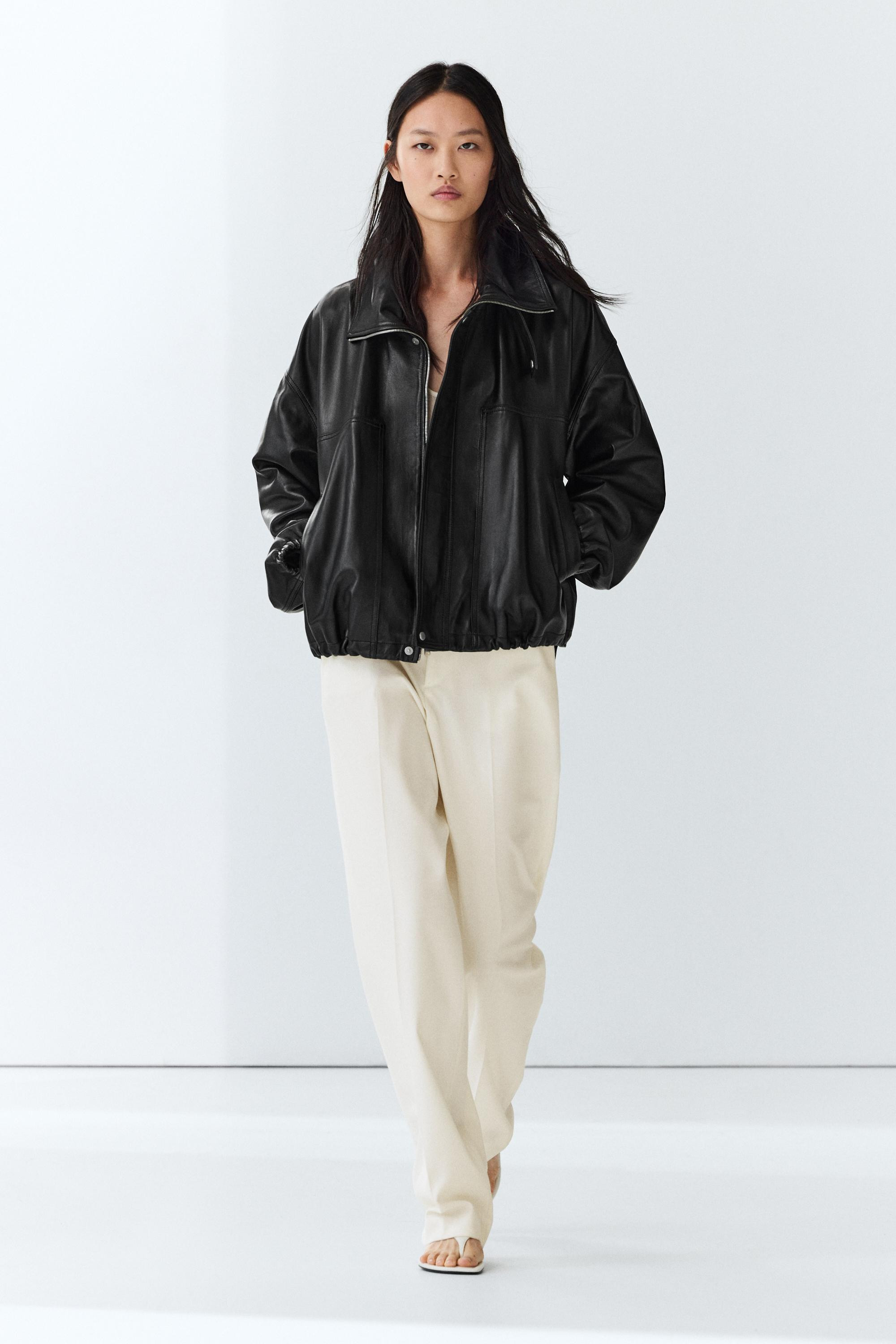 Nappa leather bomber jacket | Massimo Dutti UK