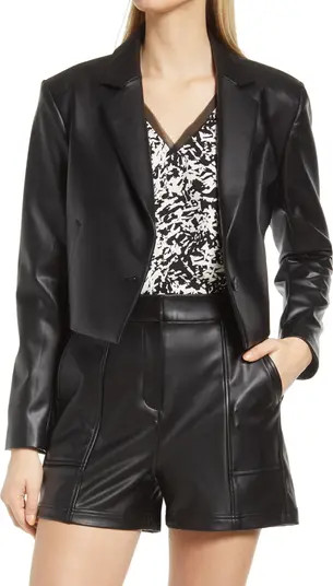 HALOGEN® Faux Leather Crop Jacket | Nordstrom | Nordstrom