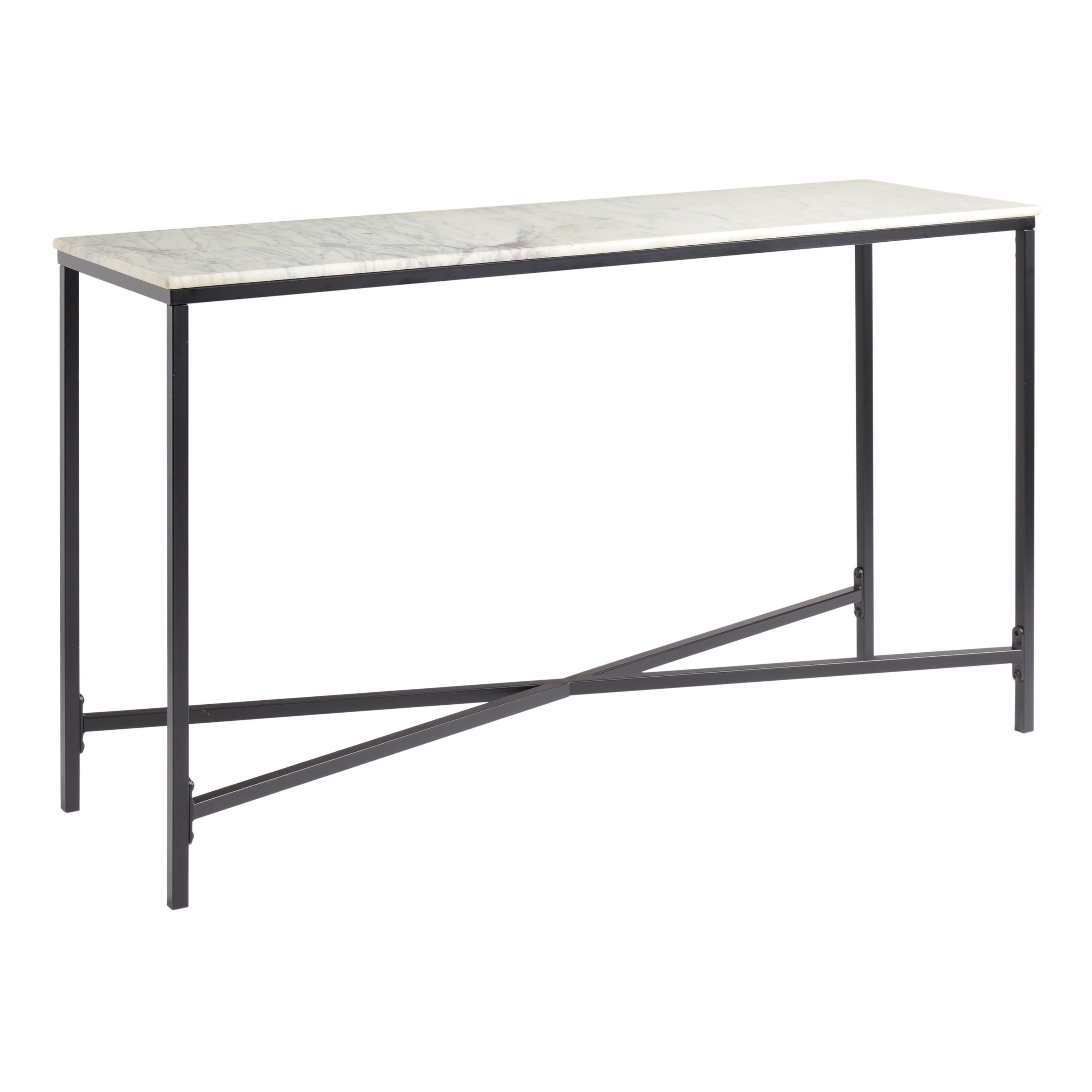 White Marble Top and Black Metal Milan Console Table | World Market