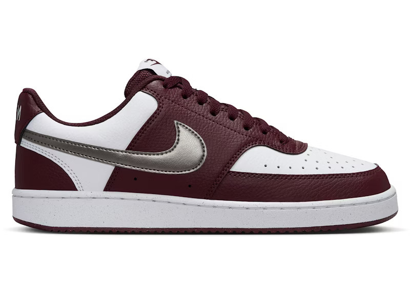 Nike Court Vision Low Burgundy (Women's) Sneakers in White/Burgundy Crush/Metallic Pewter | StockX