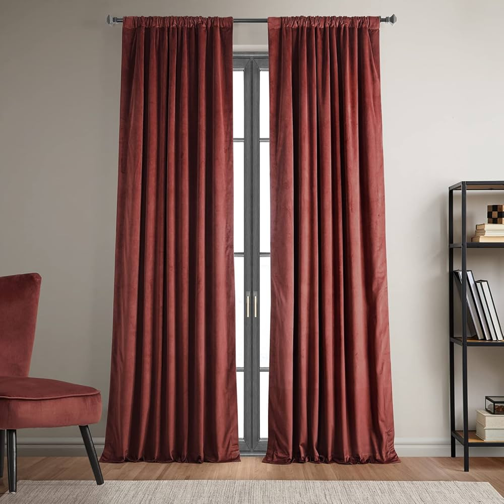 HPD Half Price Drapes Signature Velvet Thermal Blackout Curtains for Living Room 108 Inch Long (1... | Amazon (US)