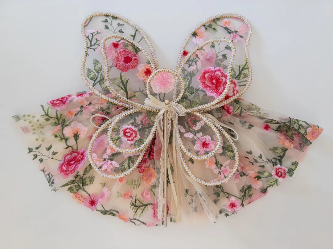 Baby & Child Floral Fairy Wings Dress up Quality Wings Handmade Lace Fairy Wings Kids Parties Pre... | Etsy (US)