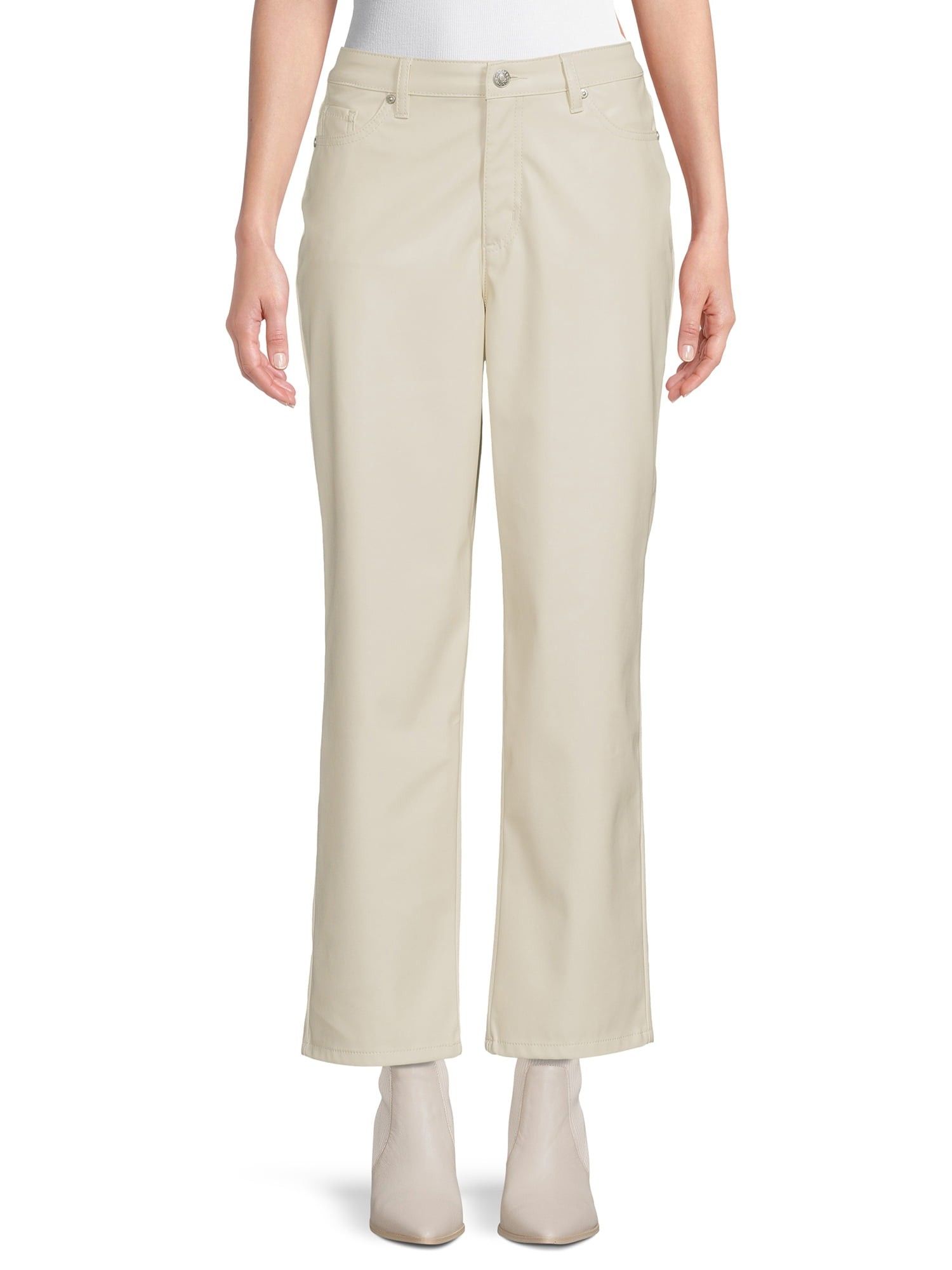 Madden NYC Women’s and Junior's Faux Leather Dad Pants - Walmart.com | Walmart (US)
