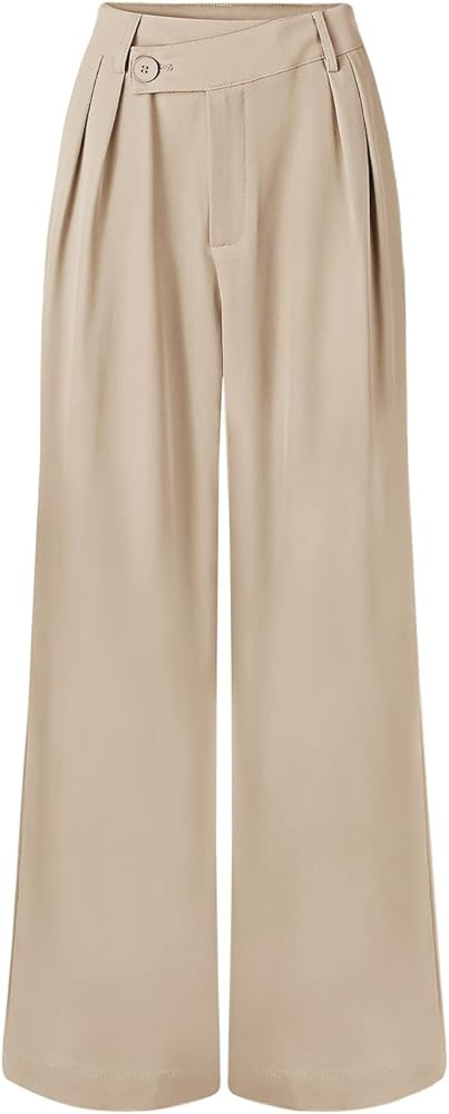 MEROKEETY Women's Wide Leg Pants High Waist Long Straight Work Business Casual Trousers with Pock... | Amazon (US)