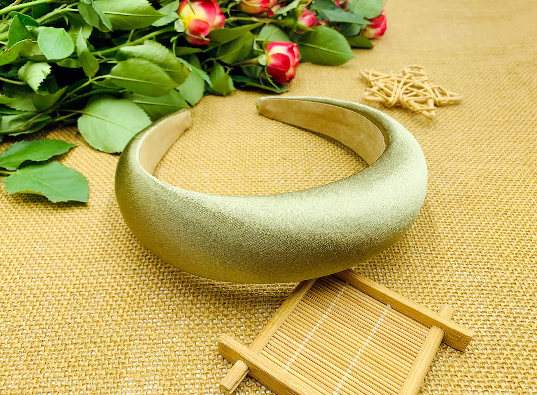 Olive Green Satin Padded Headband,wide Headband,alice Band,boho Headband,satin Headband,matador H... | Etsy (Global)