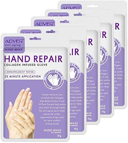 5 Pairs Hands Moisturizing Gloves, Hand Skin Repair Renew Mask Infused Collagen, Vitamins + Natur... | Amazon (US)