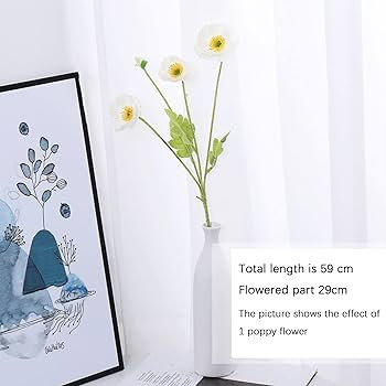 Ikosora Artificial Flower, 5Pcs Artificial Poppies, Artificial Poppy Long Flower Stems Decorative... | Amazon (UK)