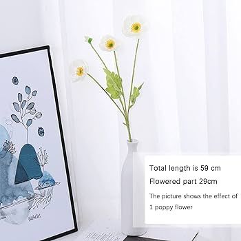 Ikosora Artificial Flower, 5Pcs Artificial Poppies, Artificial Poppy Long Flower Stems Decorative... | Amazon (UK)