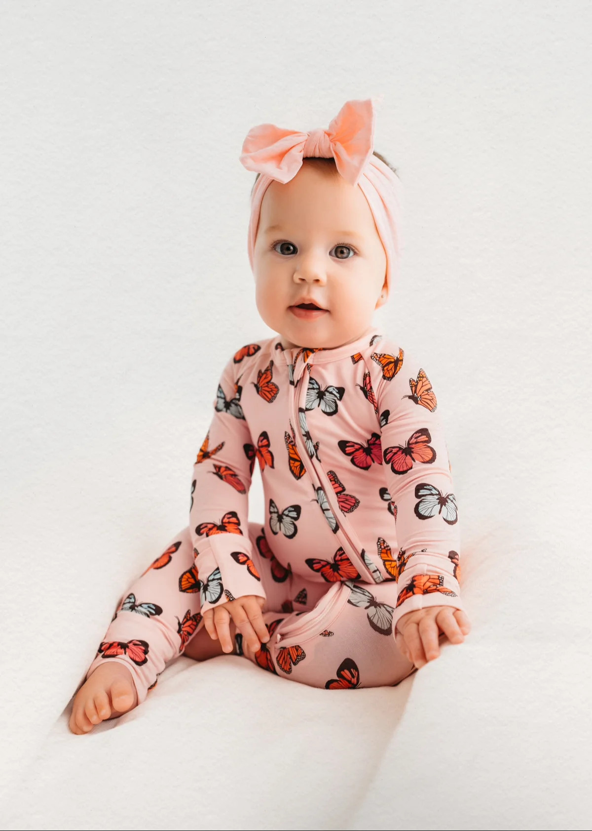Pink Butterfly Zipper Romper | In My Jammers