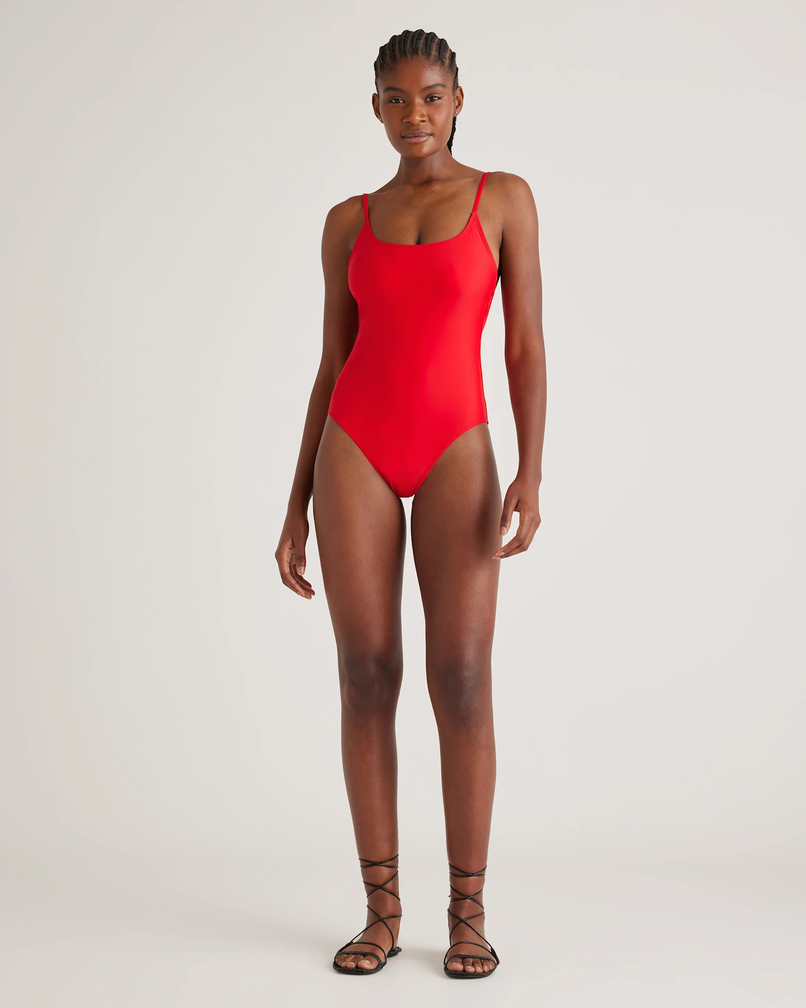 Quince | Women's Italian Cami One-Piece Swimsuit in Cherry, Size XL, 78% Recycled Polyamide, 22% Spandex | Quince