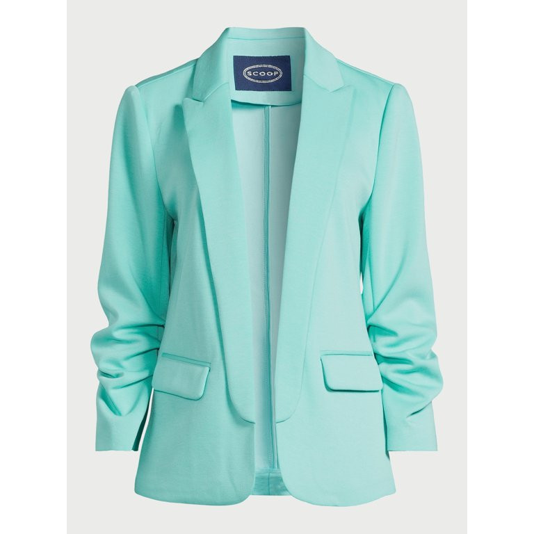 Scoop Women's Relaxed Scuba Knit Blazer with Scrunch Sleeves, Sizes XS-XXL | Walmart (US)