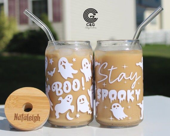 Halloween Iced Coffee Beer Glass  Spooky Season Beer Glass - Etsy | Etsy (US)