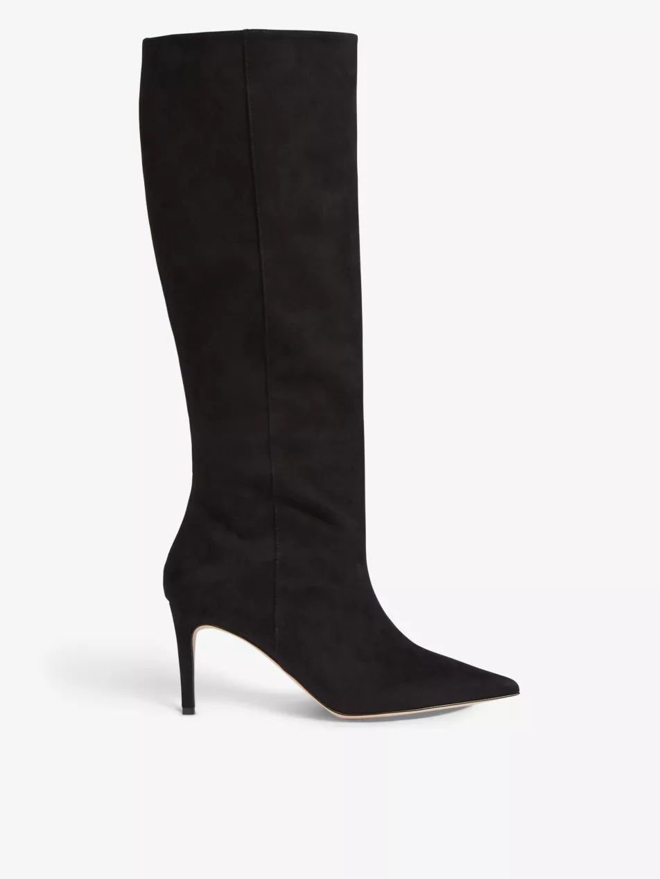 Astrid pointed-toe suede heeled knee-high boots | Selfridges