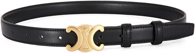 MoYoTo Women’s 2.5cm Thin Leather Belt Fashion Designer Belts for Jeans Pants Dresses with Gold... | Amazon (US)