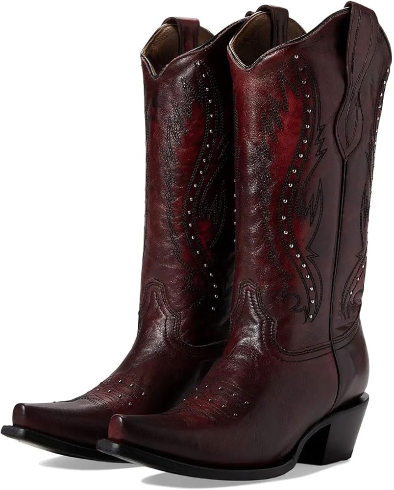 Women's Vintage Embroidered Rivet Block Heel Cowgirl Mid Calf Western Boots Fashion Studded Squar... | Amazon (US)