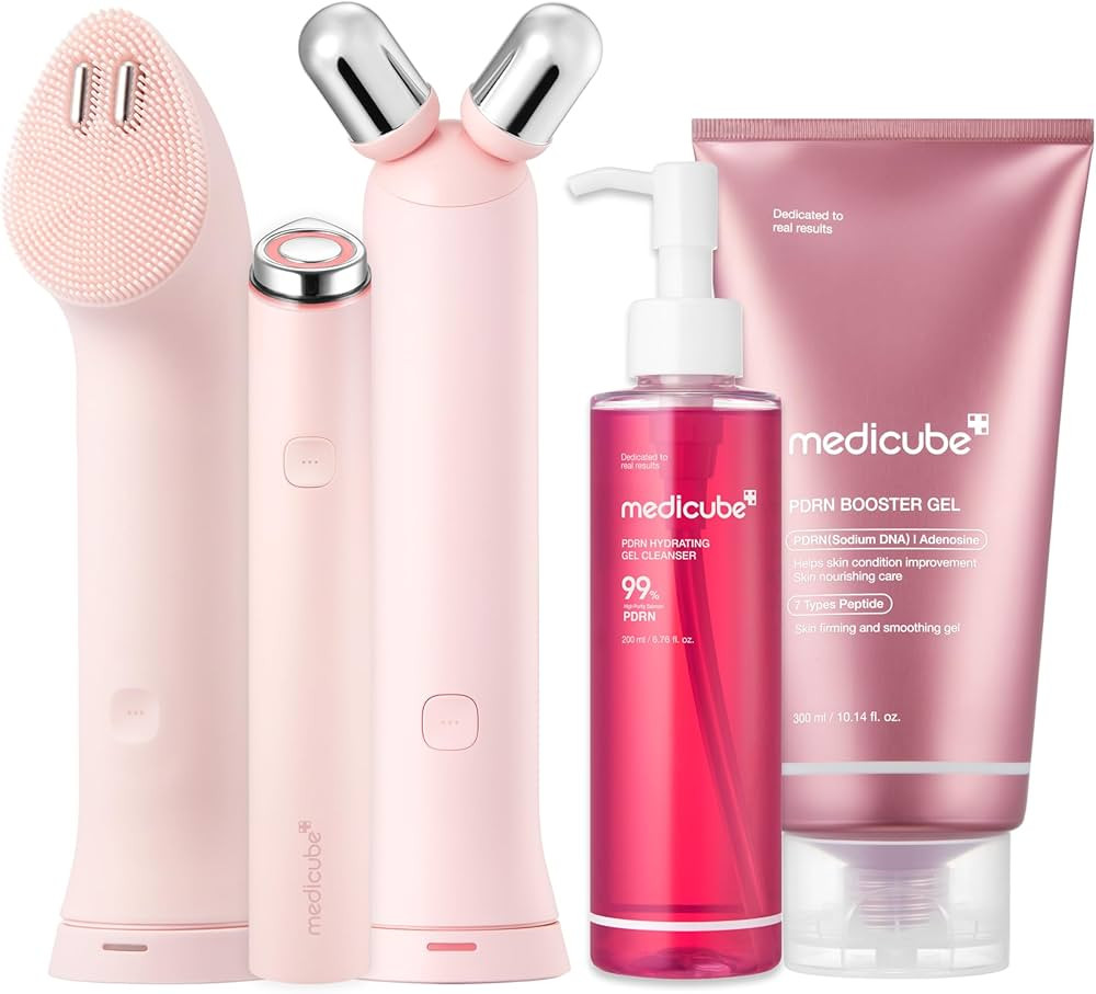 medicube Pink 3-in-1 Device & Skincare Set: Mini Booster Pro Plus Full Set, PDRN Jelly to Foam Cl... | Amazon (US)