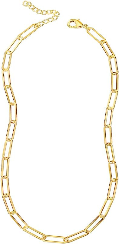 Reoxvo Gold Necklaces for Women 18K Gold Plated Paperclip Link Chain Beaded Ball Chain Snake Chain C | Amazon (US)