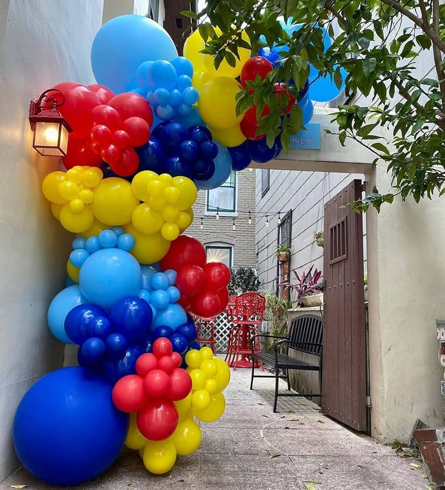 Blue Red Yellow Balloons Garland Arch Kit - DIY 142pcs Balloon for Baby Shower Bridal Shower Gend... | Amazon (US)
