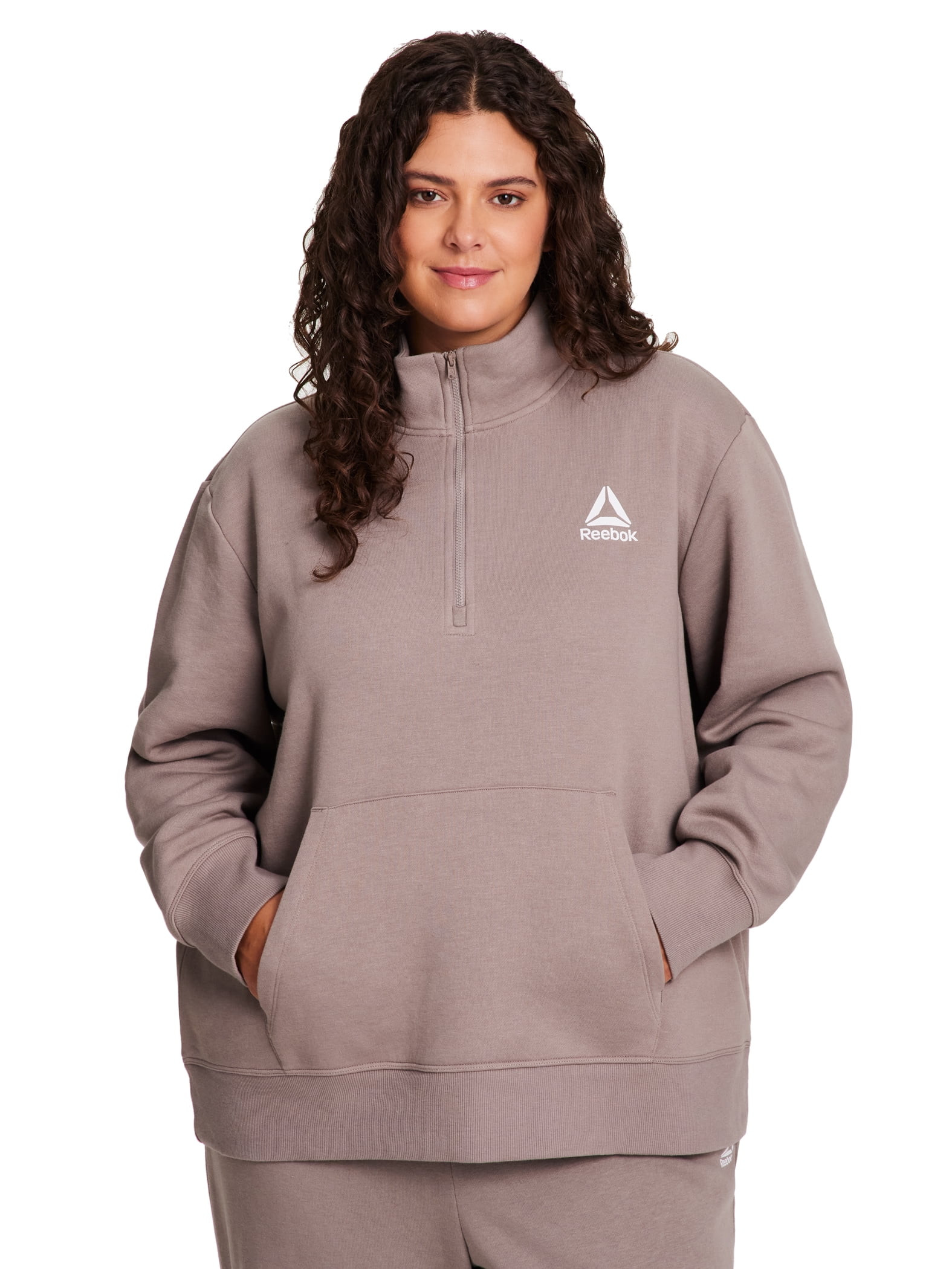 Reebok Women's and Women's Plus Sport Core 1/2 Zip Up Sweatshirt, Sizes XS-4X | Walmart (US)