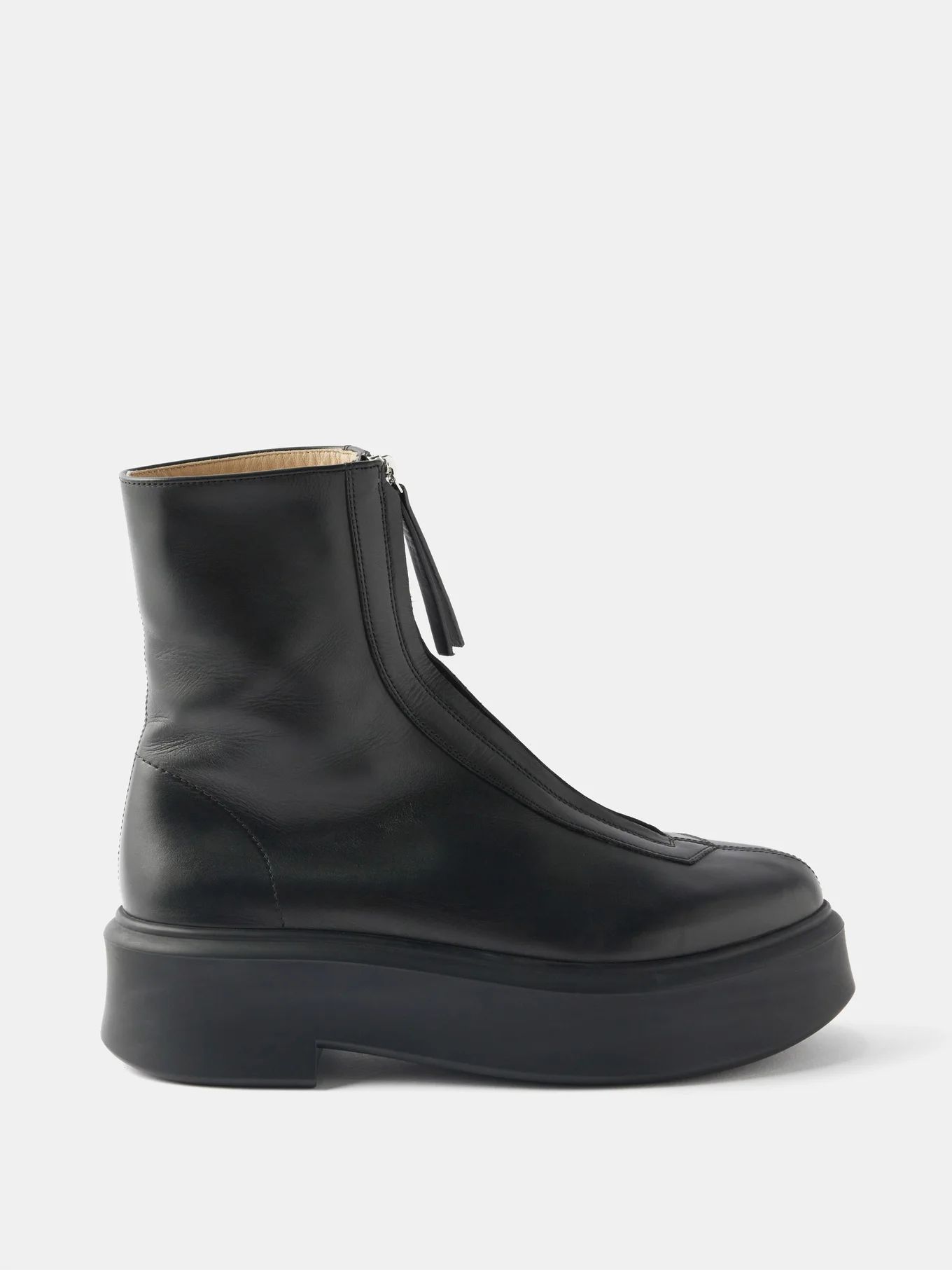 Zip-front leather ankle boots | Matches (UK)