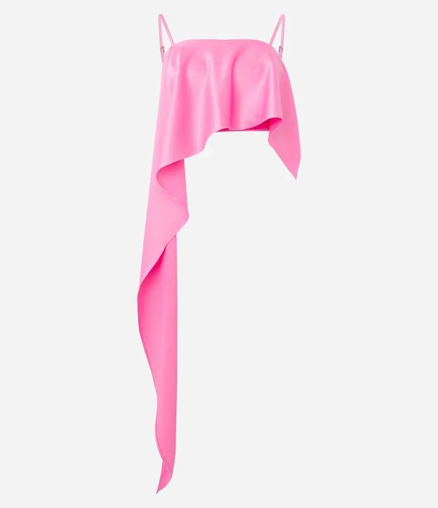 Blusa Acetinada de Alça com Ponta Alongada na Lateral Rosa | Renner (BR)