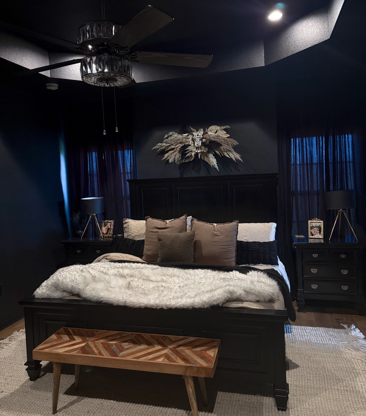 Dark and Moody bedroom! #tricornblack 

#LTKFindsUnder100 #LTKHome
