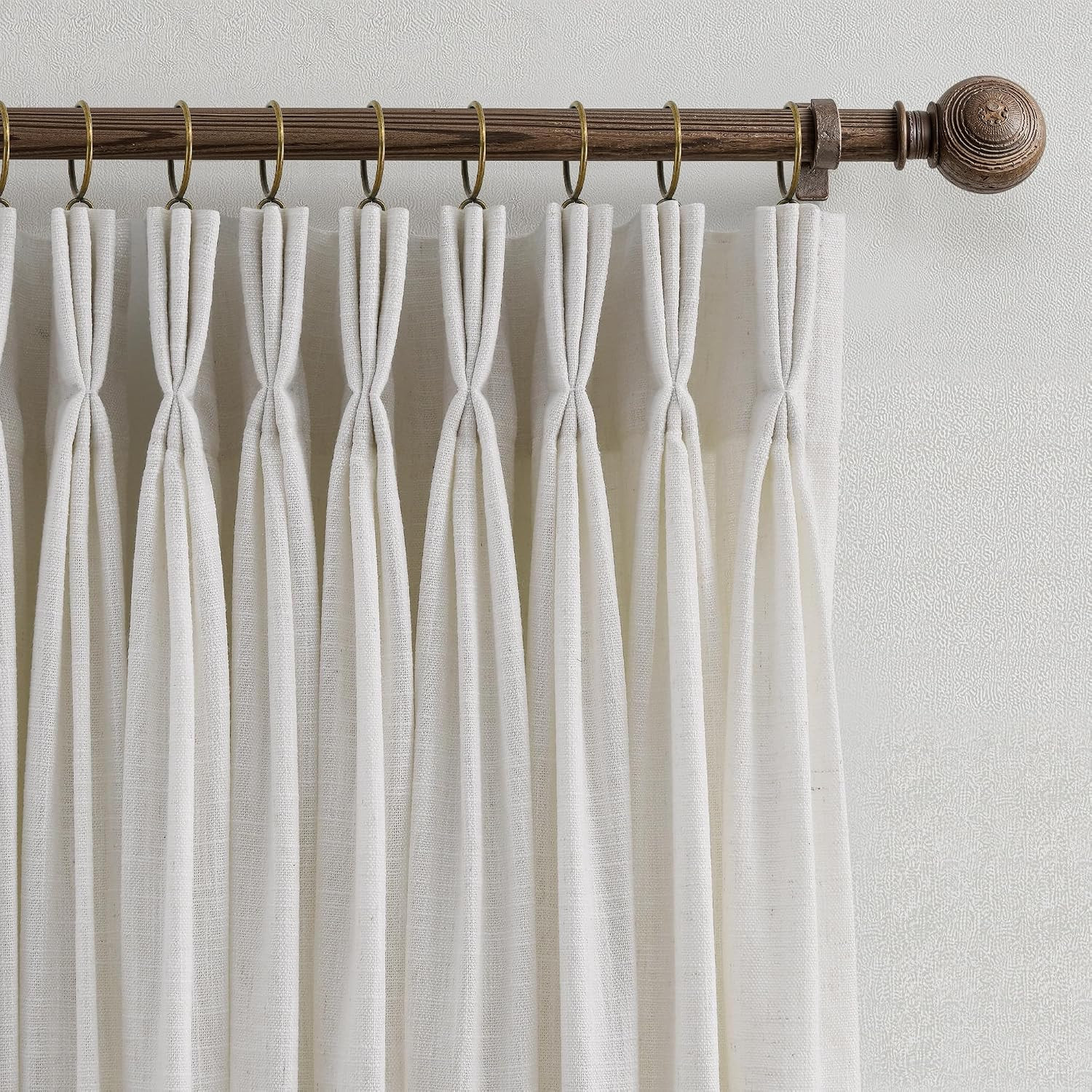Triple Pinch Pleated Curtains for Living Room 90 Inch Linen Curtains 2 Panels Set Natural Cream Light Filtering Semi Sheer Pinch Pleat Drapes Memory Trained 90 Inches Long Neutral Modern Home Decor | Amazon (US)