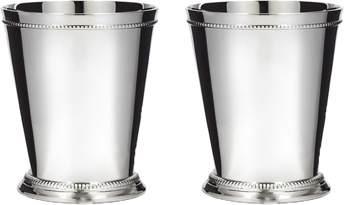 Klikel Mint Julep Cup Classic Beaded Trim Border Moscow Mule Kentucky Derby Julep Set of 2 – St... | Amazon (US)