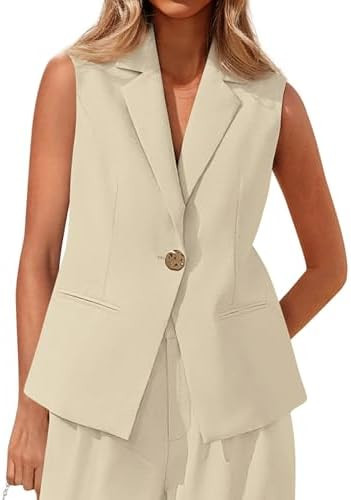 MASCOMODA Summer Sleeveless Blazers for Women Business Casual Dressy Lapel V Neck Button Open Fro... | Amazon (US)