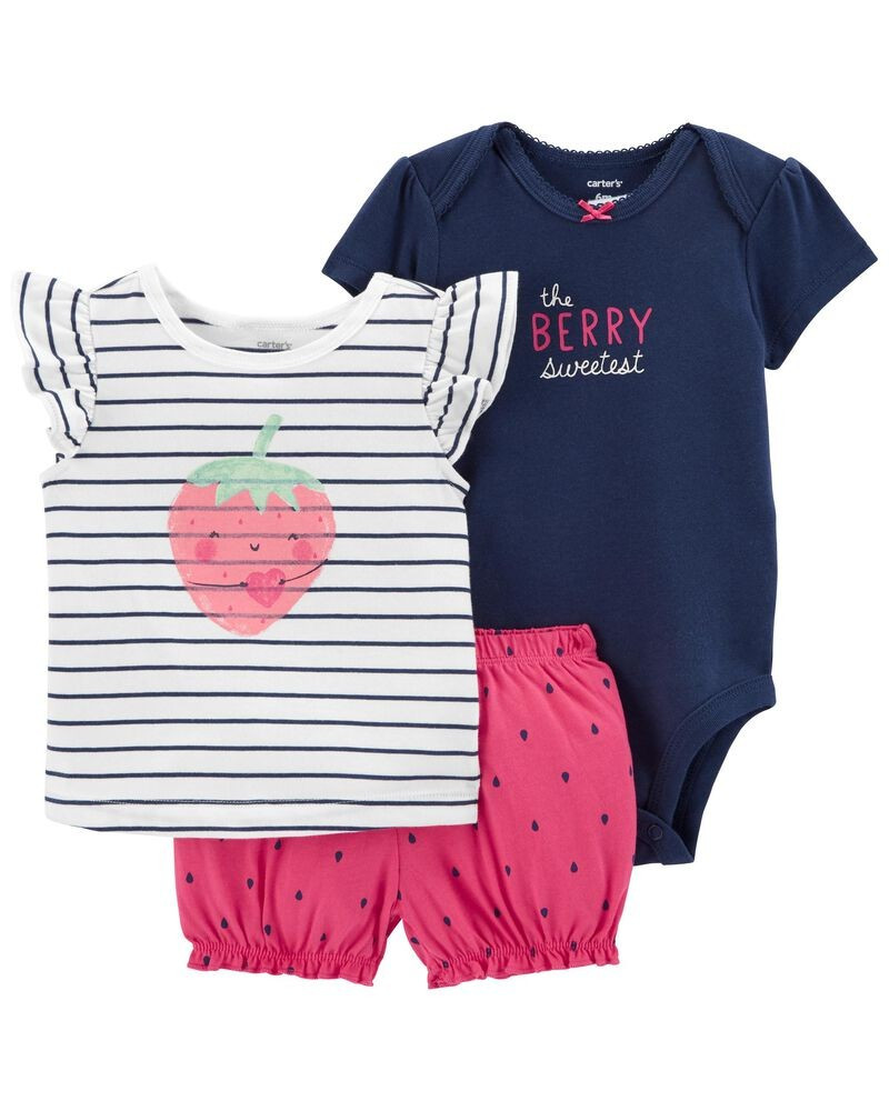 3-Piece Strawberry Little Short Set | Carter's