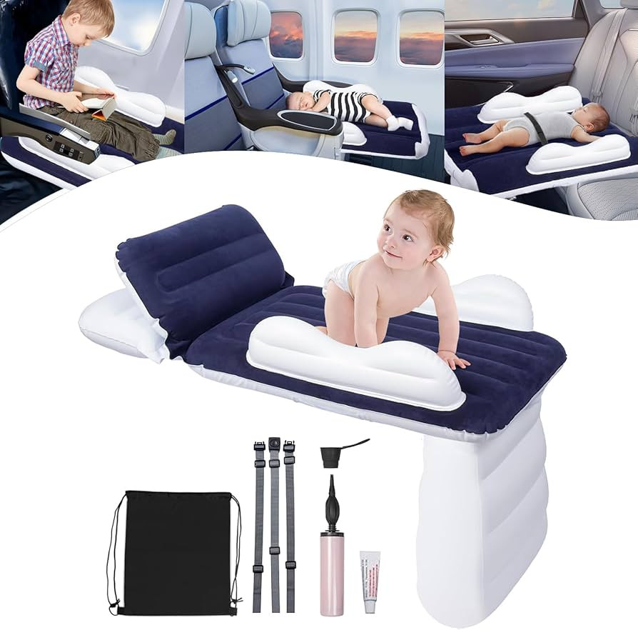 Inflatable Kid Airplane Bed,Airplane Travel Beds Kids 0-4 Years(Dark Blue)，Inflatable Toddler T... | Amazon (US)