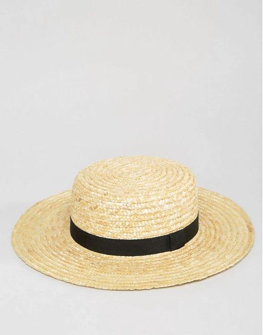 South Beach Straw Boater Hat with Black Band | ASOS UK