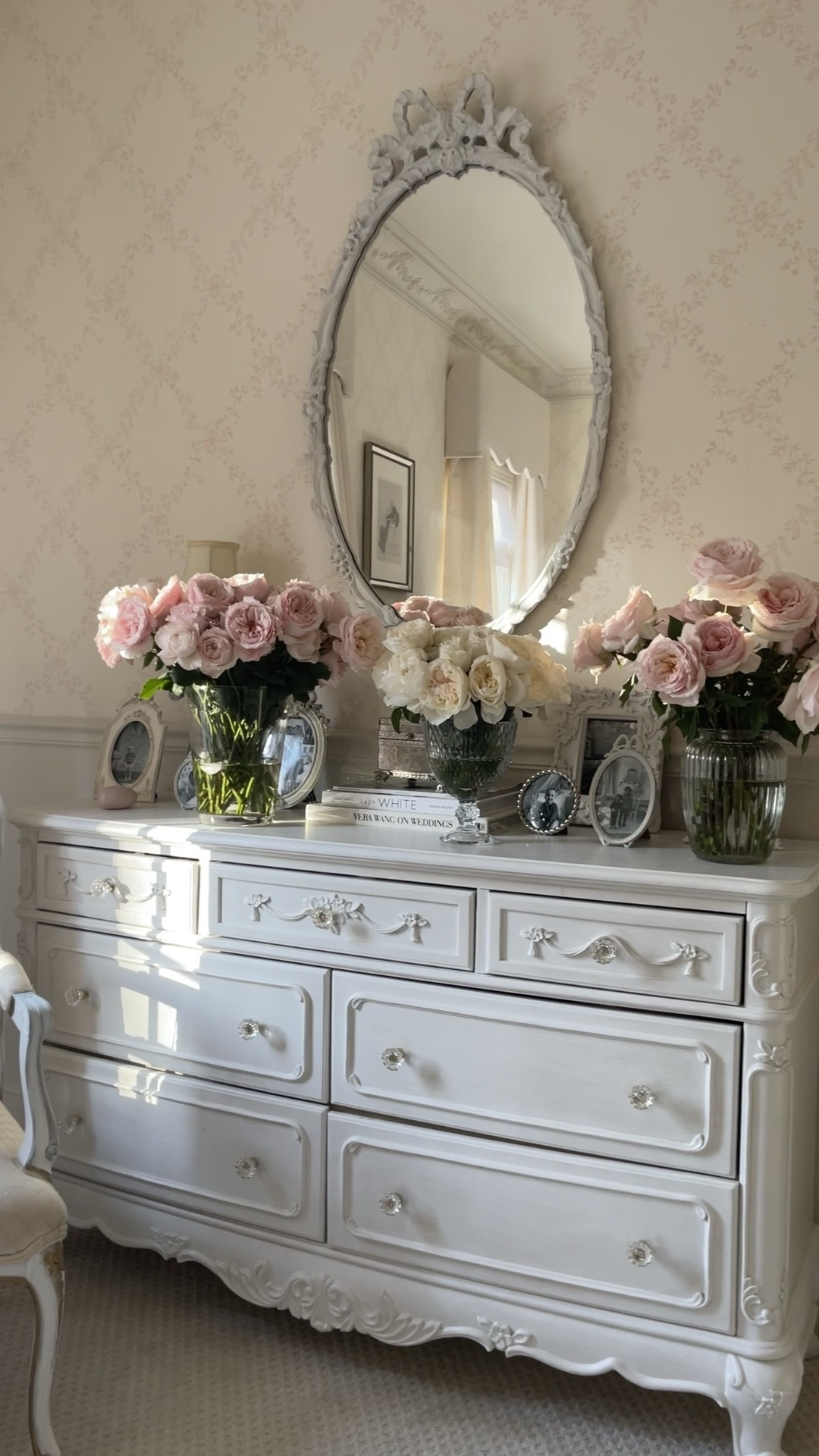 Ready for spring 🌸 and excited to be sharing this bedroom makeover soon ✨

Chandy @crystorama 
Blooms @gracerosefarm 
Wallpaper @wallpaperdirect 
Crown Moulding @architecturaldepot
Roman Shades @twopagescurtains

#LTKSeasonal #LTKhome #LTKSpringSale