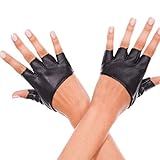 Music Legs Women's Short Faux Leather Fingerless Gloves, Black, One Size | Amazon (US)