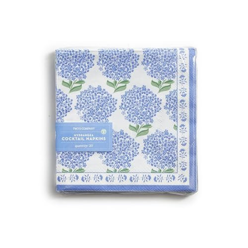 Two's Company Hydrangea 3-Ply Paper Napkins - Elegant Floral Design Cocktail Napkin Set, 20 Pack - Perfect for Special Occasions and Everyday Use | Amazon (US)