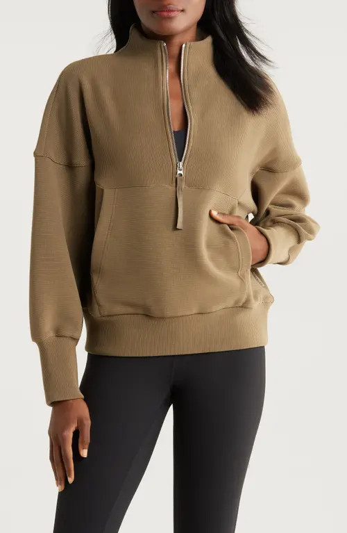 Varley Acadia Ottoman Knit Half Zip Pullover in Stone Olive at Nordstrom, Size Xx-Small | Nordstrom