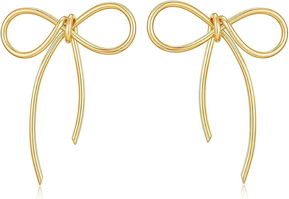 316l surgical steel Gold Bow earrings for women - hypoallergenic Earrings, Small cute stud, Elega... | Amazon (US)
