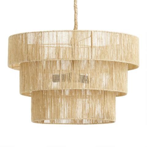 Ava Abaca Rope Tiered 3 Light Pendant Lamp | World Market