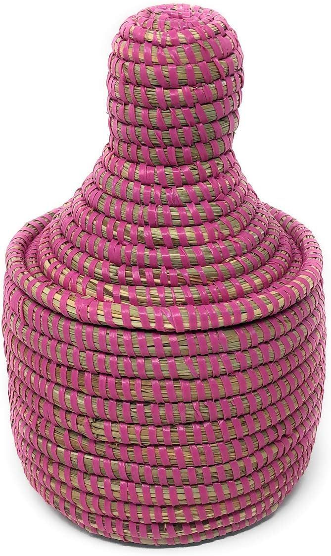 African Fair Trade Handwoven Miniature Warming Basket, Pink | Amazon (US)