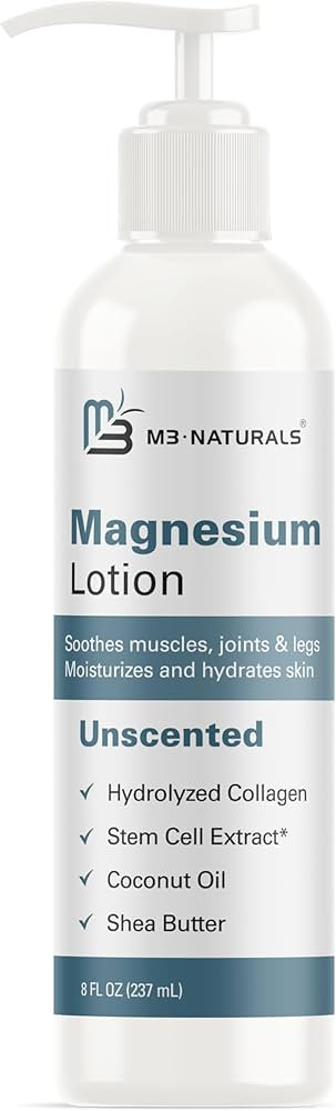 M3 Naturals Magnesium Lotion, 8 fl oz (Pack of 1) | Ease Muscle Cramps, Calm Restless Legs, Promo... | Amazon (US)