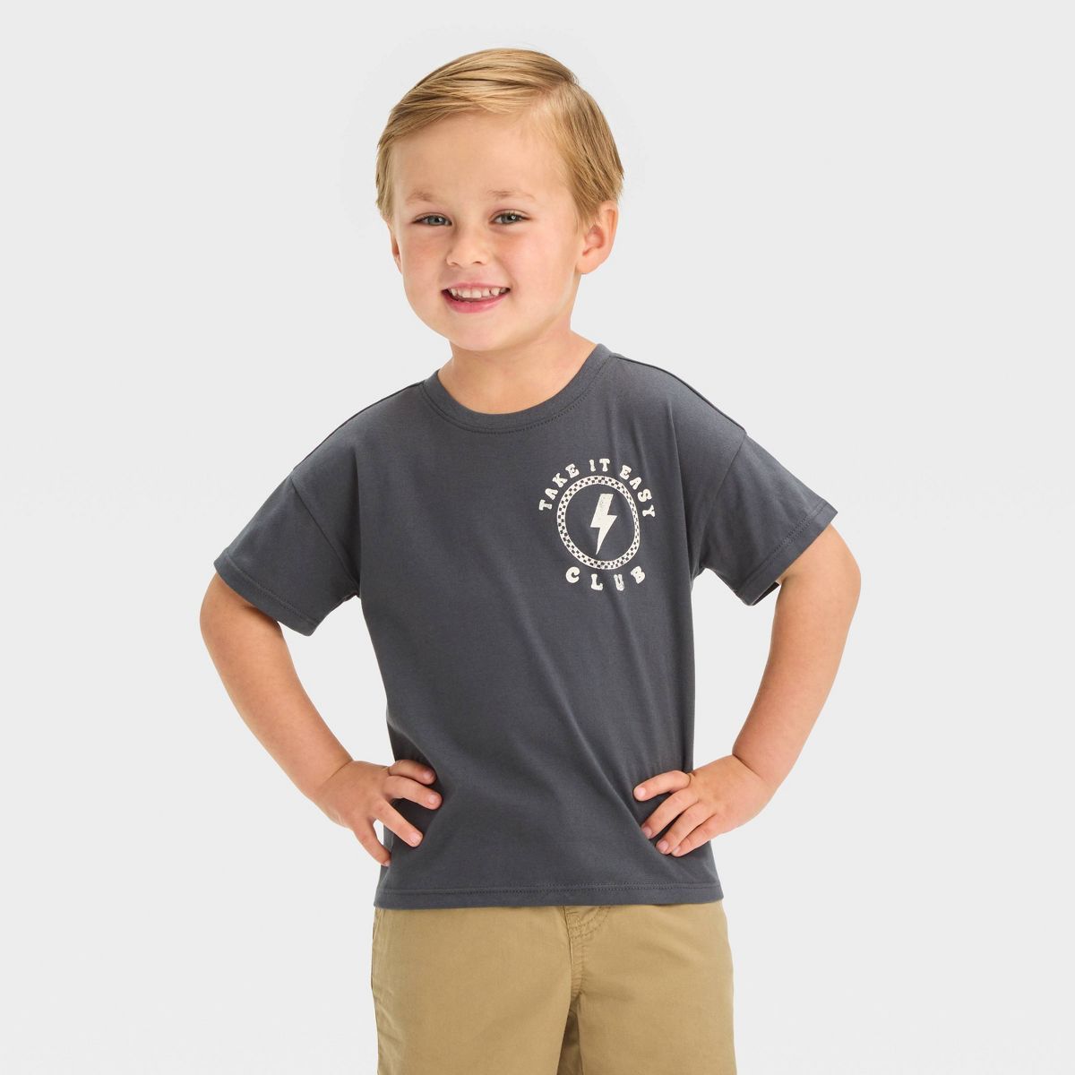 Grayson Mini Toddler Boys' Jersey Knit Take It Easy T-Shirt - Black | Target