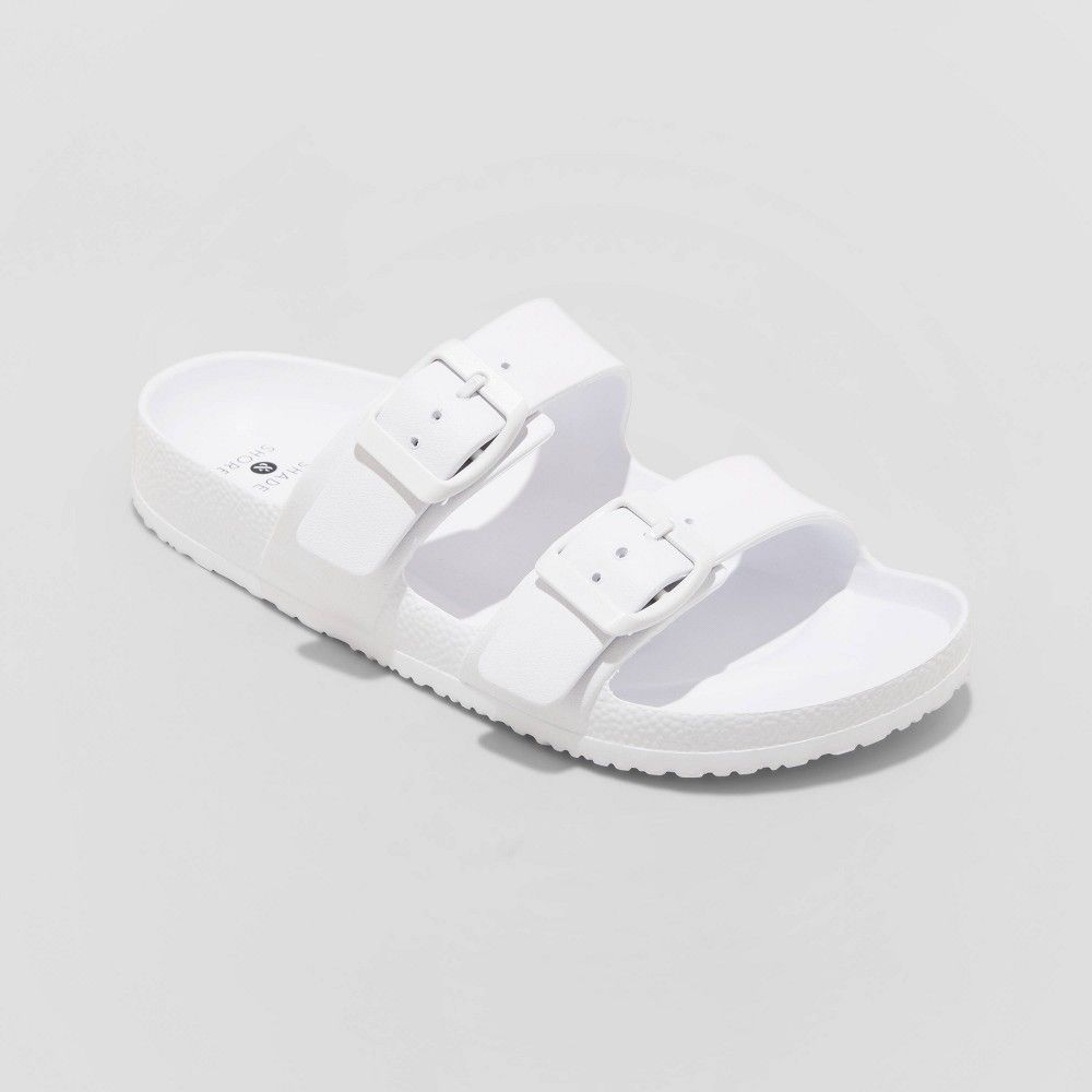 Women's Neida Wide Width EVA Two Band Slide Sandals - Shade & Shore White 12W | Target