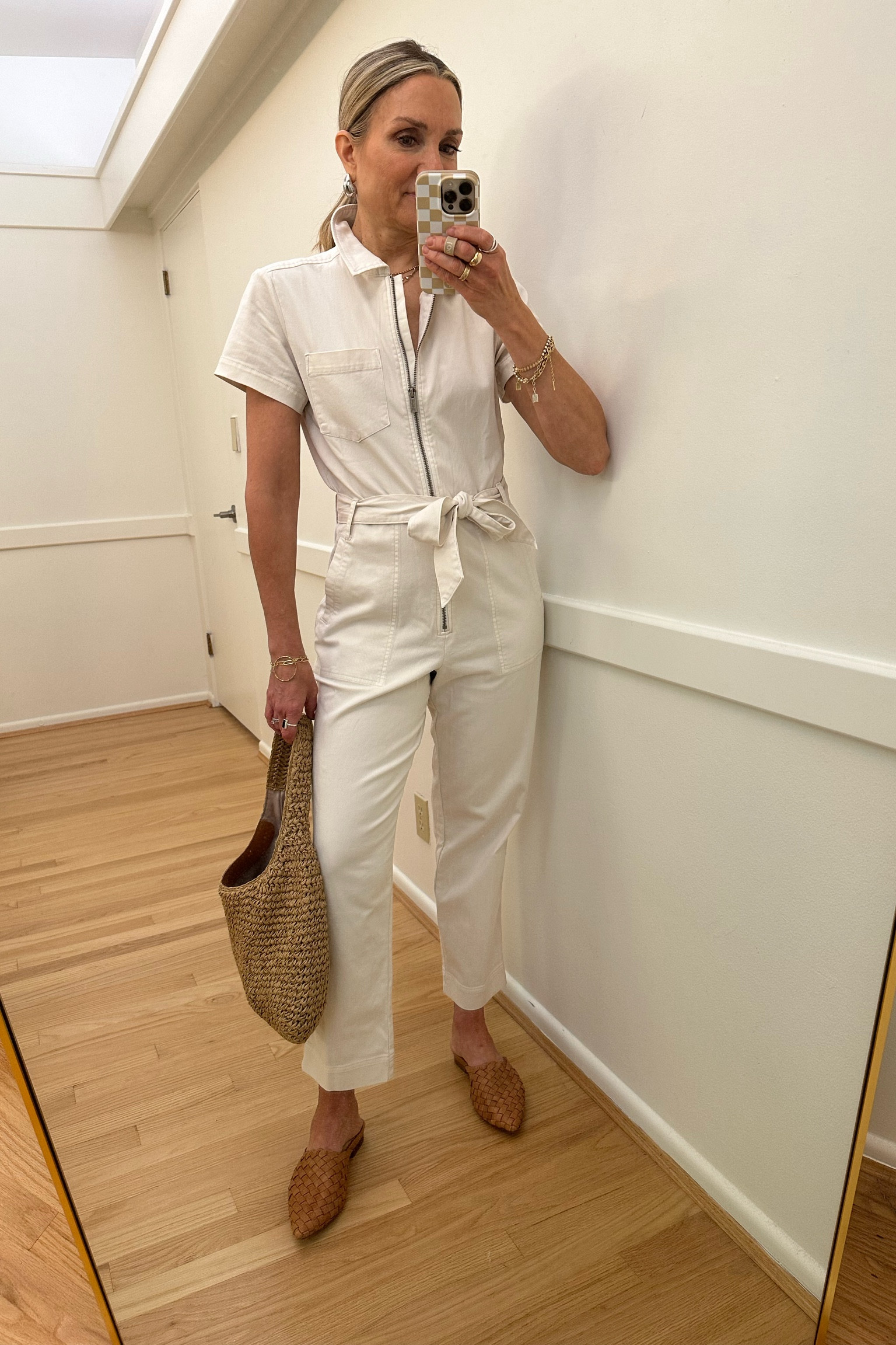 Weekend summer outfit inspo! Splendid jumpsuit, wearing xs. Mine is sold out but sharing other styles I love  Frankie4 mules, kohls raffia shoulder bag. Summer outfit, work outfit 

#LTKOver40 #LTKStyleTip #LTKSaleAlert